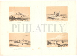 1837, LABORDE: "VOYAGE DE LA SYRIE" LITOGRAPH PLATE #12. ARCHAEOLOGY / MIDDLE EAST / SYRIA / FLORITA / TARTUS / ARWAD - Archéologie