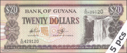 DWN - GUYANA P.30e1 - 20 Dollars ND (1966-2018) UNC - Various Prefixes - DEALERS LOT X 5 - Guyana