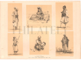 1837, LABORDE: "VOYAGE DE LA SYRIE" LITOGRAPH PLATE #29. ARCHAEOLOGY / MIDDLE EAST / SYRIA / LEBANON / BEIRUT / COSTUMES - Arqueología