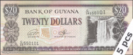 DWN - GUYANA P.30f - 20 Dollars ND (1966-2018) UNC - Various Prefixes - DEALERS LOT X 5 - Guyana