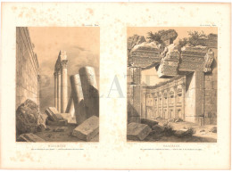 1837, LABORDE: "VOYAGE DE LA SYRIE" LITOGRAPH PLATE #42. ARCHAEOLOGY / MIDDLE EAST / SYRIA / LEBANON / BAALBEK - Archäologie