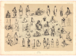 1837, LABORDE: "VOYAGE DE LA SYRIE" LITOGRAPH PLATE #46. ARCHAEOLOGY / MIDDLE EAST / SYRIA / POSTURES & COSTUMES - Archäologie