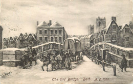 England Bath - The Old Bridge A.D 1820 Signed Illustration - Bath