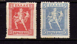 Grece (1911-22) - 3 D. Et 5 D.  Mythologie - Lithographie  Neufs* MLH - Unused Stamps