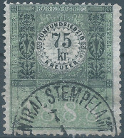 AUSTRIA-L'AUTRICHE-ÖSTERREICH,1888 Revenue Stamp Tax Fiscal,75Kr,Obliterated - Fiscali