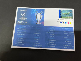 5-9-2023 (4 T 17) Football -  Champions League 2023-24 Draw Announced From Monaco (with Flower OZ Stamp) - Otros & Sin Clasificación