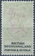 Great Britain,1888 Queen Victoria,BRITISH BECHUANALAND Postage & Revenue Tax Fiscal 10 Shillings,Green & Black,Used - 1885-1895 Colonie Britannique