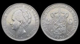 Netherlands Wilhelmina I 2 1/2 Gulden(rijksdaalder)1932 - 2 1/2 Florín Holandés (Gulden)