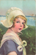 Enfants - Petite Fille Avec Un Bonnet - Paysanne -   Carte Postale Ancienne - Kindertekeningen