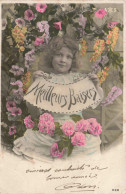 Enfants - Portrait - Meilleurs Baisers - Petite Fille Dans Un Jardin De Fleurs - Carte Postale Ancienne - Abbildungen