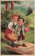Enfants -  Deux Enfants  Sur Un Pont - Campagne - Carte Postale Ancienne - Dessins D'enfants