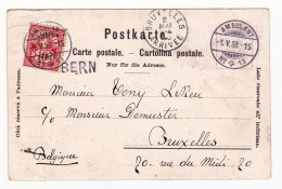 Postkarte 1898 Bern Berne Suisse Cachet Ambulant Bruxelles Belgique - Lettres & Documents