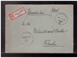 Dt- Reich (023155) Felpostbrief Stummer Stempel Feldpostnummer Mit Kenn Nr. Da Einschreiben Gelaufen 1/ 43 - Feldpost 2e Guerre Mondiale