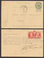 Postkaart Gard (Station) 1905 Nach Zele , Rs. Krone 1830 - 1905 - 1905 Grosse Barbe