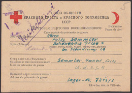Red Cross, Croix Rouge Rotes Kreuz Karte 1948 Aus Gefangenenlager Nr. 7213/3 UdSSR. N. Schönebeck Roter Mond Russland - Cartas & Documentos