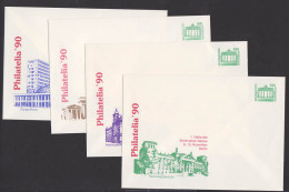 Berlin Philatelia 50 Pfg. Deutsche Post GA ** Zudruck Reichstagsgebäude, Postmuseum, Brandenburgr Tor, Kongreßhalle - Sobres Privados - Nuevos