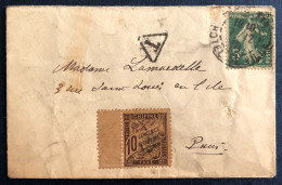 France Taxe Sur Enveloppe De Paris (semeuse) - (B429) - 1859-1959 Briefe & Dokumente