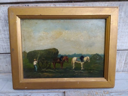 Tableau Scène Paysanne Chevaux Villiers Sur Marne / 02 Rural - Oelbilder