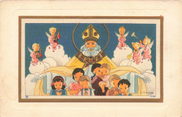 ARTS - Peintures Et Tableaux - Dieu Veillant Sur Les Enfants Avec Les Anges - Carte Postale Ancienne - Malerei & Gemälde