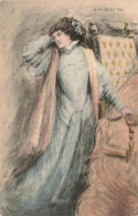 ARTS - Peintures Et Tableaux - Une Femme En Robe Très Longue Bleue -  Carte Postale Ancienne - Malerei & Gemälde