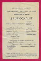 Sauf-conduit De La Préfecture De Police De Paris Daté De 1918 - Liaison Paris - Lourdes Et Tarbes En Chemin De Fer - 1914-18