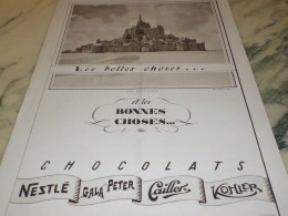 ANCIENNE PUBLICITE LES BELLES CHOSES   NESTLE 1937 - Chocolat