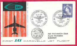 Delcampe - DANMARK - FIRST CARAVELLE FLIGHT - SAS - FROM KOBENHAVN TO BUDAPEST *15.5.59* ON OFFICIAL COVER - Luftpost