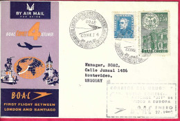 GREAT BRITAIN - FIRST FLIGHT B.O.A.C. WITH COMET4 FROM SAO PAULO TO MONTEVIDEO* 25.1.1960* ON OFFICIAL COVER - Covers & Documents