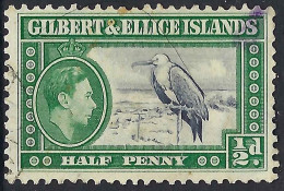 GILBERT & ELLICE ISLANDS 1939 KGVI ½d Indigo & Deep Bluish Green SG43 FU - Gilbert & Ellice Islands (...-1979)