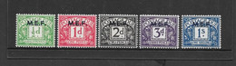 GB George 6th - Postage Dues  MEF Overprints (5)  Mint Hinged - See Scan - Nuovi