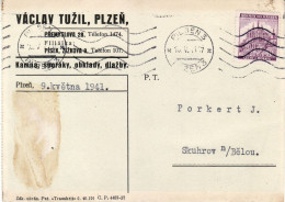 BOHEMIA & MORAVIA 1941  LETTER SENT FROM PILSEN TO SKUHROV - Briefe U. Dokumente