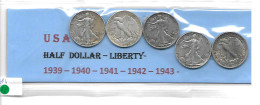 ETATS-UNIS Half Dollar LIBERTY Argent Lot De 5 Années 1939-40-41-42-43- - 1892-1915: Barber