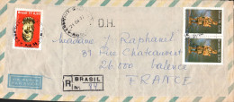 BRESIL AFFRANCHISSEMENT COMPOSE SUR LETTRE RECOMMANDEE POUR LA FRANCE 1977 - Covers & Documents