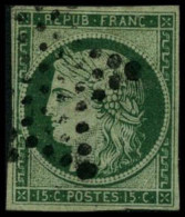 Obl. N°2 15c Vert - B - 1849-1850 Cérès