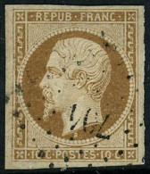 Obl. N°9 10c Bistre-jaune, Très Grandes Marges - TB - 1852 Luis-Napoléon