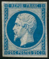 ** N°10c 25c Bleu, Réimp - TB - 1852 Louis-Napoléon