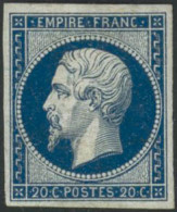 * N°14Aa 20c Bleu Foncé, Type I Infime Trace De Charnière - TB - 1853-1860 Napoléon III.
