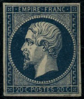 ** N°14Ab 20c Bleu Noir, Type I Signé Brun - TB - 1853-1860 Napoleon III