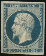 ** N°14Af 20c Bleu Laiteux, Signé Brun - TB - 1853-1860 Napoléon III.