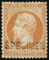 ** N°23d 40c Orange Surchargé Specimen, Signé Brun - TB - 1862 Napoléon III.