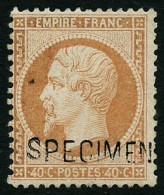 ** N°23d 40c Orange, Surchargé Specimen Petite Paille Dans Le Papier, Signé Calves - B - 1862 Napoléon III.