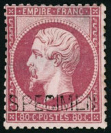 ** N°24d 80c Rose, Specimen Qualité Standard - B - 1862 Napoléon III