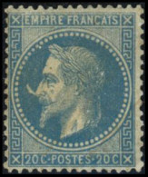 ** N°29Bb 20c Bleu, Type II à La Corne - TB - 1863-1870 Napoléon III. Laure