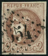 Obl. N°40B 2c Brun-rouge R2 - TB - 1870 Bordeaux Printing