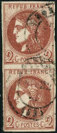 Obl. N°40B 2c Brun-rouge R2 Paire  - TB - 1870 Emisión De Bordeaux