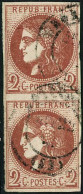 Obl. N°40B 2c Brun-rouge R2 Paire  - TB - 1870 Bordeaux Printing