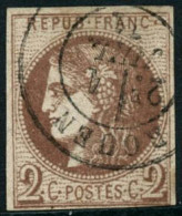 Obl. N°40Bg 2c Chocolat, R2 Signé Calves - TB - 1870 Emission De Bordeaux