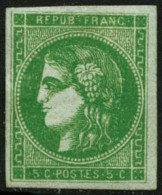 ** N°42B 5c Vert-jaune, R2 - TB - 1870 Bordeaux Printing