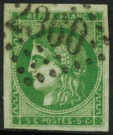 Obl. N°42B 5c Vert-jaune, R2 - TB - 1870 Bordeaux Printing