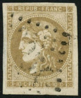 Obl. N°43Ab 10c Bistre-verdâtre R1, Infime Pelurage Dans La Marge, Certif Calves - B - 1870 Bordeaux Printing